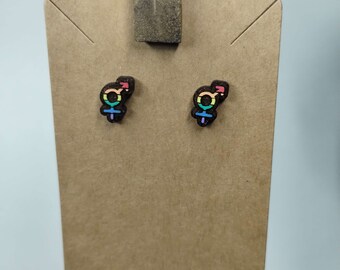 Hypoallergenic Nickel free stud earring, Bisexual, LGBT+, Pride, Rainbow
