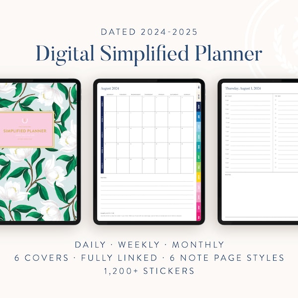 Simplified Planner Digital Stickers Etsy