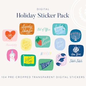 Digital Sticker Pack, Holiday stickers, seasonal stickers, festive stickers, digital planner stickers, Goodnotes stickers