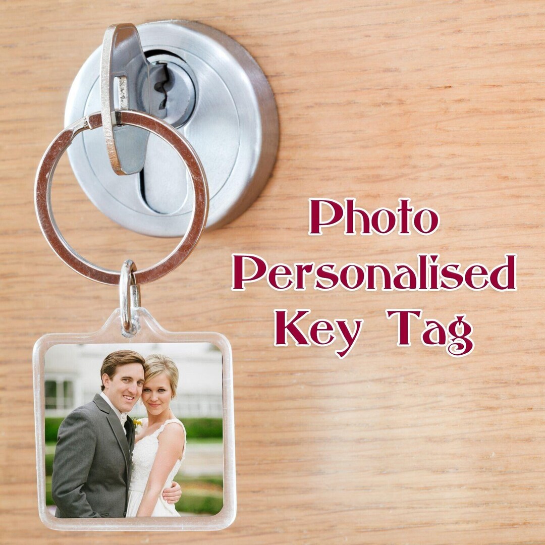 Photo Personalised Customised Square Key Ring Tag Any Image Text ...