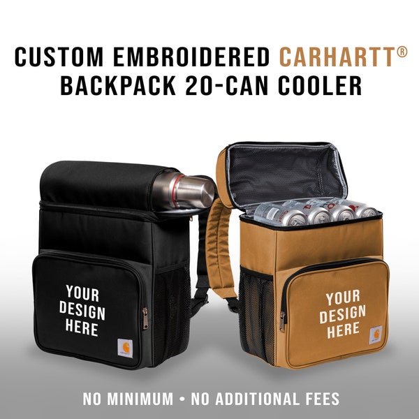 Personalizable Carhartt Backpack 20-Can Cooler |  Custom Embroidered Design, Text or Logo | Work and adventure Gift