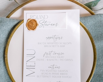 Modern Minimal Menu Card for Place Setting | Wedding Template | Elegant Script & Serif font | 5x8: Easy to use Printable | Digital Download