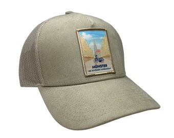 Münster-Cap Prinzipalmarkt Patch Beige edle Wildleder-Optik Trucker