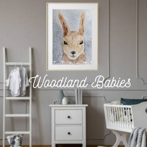 Neutral Squirrel Nursery Art – Woodland Baby Animal Printable, Rustic Nursery Decor, Digital Forest Print