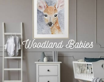 Neutrale Reh Kinderzimmer Kunst: Rustikale Wald Baby Zimmer Dekoration (Digitaler Download)