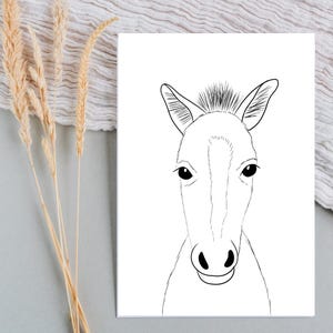 Horse Coloring Page – Hand-Drawn Farm Animal Printable for Kids | 8.5x11" PNG | Instant Download | Nursery Art Activity