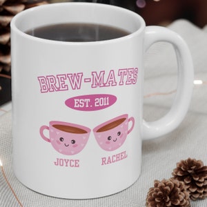 Personalized Work Bestie Gift, Coworker leaving Gift, Custom Work Friend Mug, Retirement Birthday Gift, Coworker farewell, Brewmates Tea Cup
