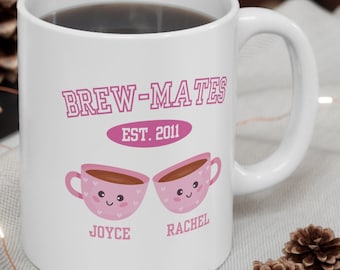 Personalized Work Bestie Gift, Coworker leaving Gift, Custom Work Friend Mug, Retirement Birthday Gift, Coworker farewell, Brewmates Tea Cup