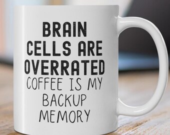 Grappige koffiemok | Hersencellen worden overschat | Cadeaus voor collega's | Kop kantoorhumor | Geheime kerstman cadeaumok | Koffie is mijn back-upgeheugen