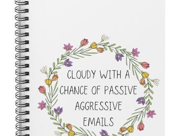 Work Forecast Funny Notebook, Funny Gift, Gifts For Friends, Gifts For Her, Planner, Stocking Filler, Secret Santa Gift,  Passive Aggressive