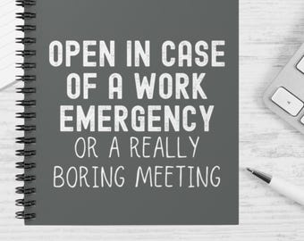 Cuaderno espiral divertido / Regalos para compañeros de trabajo / Humor de oficina / Emergencia laboral / Regalo de broma divertido / Libreta de notas sarcástica Regalo para el jefe Cuaderno de línea
