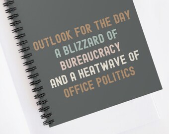 Funny Work Notebook, Funny Gift, Gifts For Work Friends, Gifts For Her, Planner,  Stocking Filler, Secret Santa Gift Work Forecast Journal