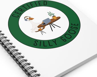 May include: A green circle with the text "CERTIFIED SILLY GOOSE" in white. Inside the circle is a cartoon goose wearing headphones and sitting at a desk with a laptop.