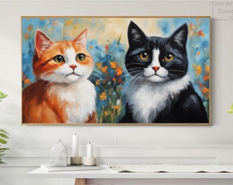 Cat Couple - Samsung Frame TV, Printable, Wallpaper Background