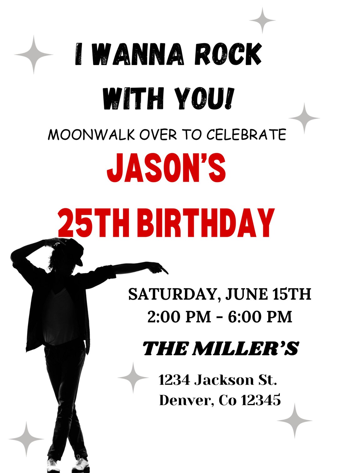 Michael Jackson Party, Digital, Michael Jackson Invitation, Digital ...