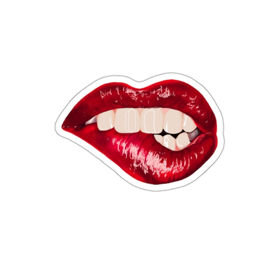 Lip Bite Die-cut Sticker - Etsy