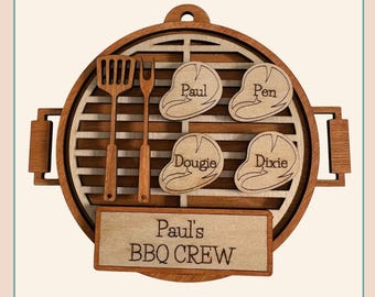 BBQ Crew SVG for xTool M1 | Family Grill Ornament | Custom BBQ Sign | Laser Cut Digital Download