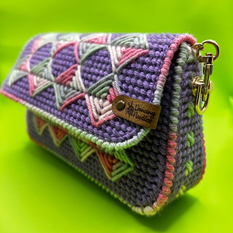 1pc Color Block Rhombus Pattern Fabric Decorated Crossbody Bag With Flap
