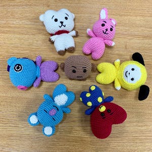 BT21 Crochet Figurines - RJ, Mang, Cooky, Tata, Shooky, Koya, Chimmy - Amiguiumi, BTS Plush Doll, K-pop