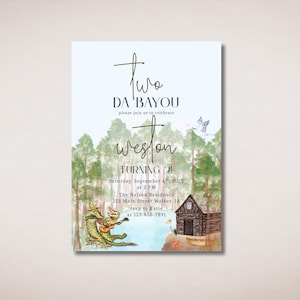 Two Da Bayou Birthday Invitation: Watercolor Second Birthday (Printable Template)
