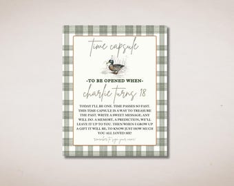 Duck Birthday Time Capsule Sign: First Birthday Party (Printable Template)