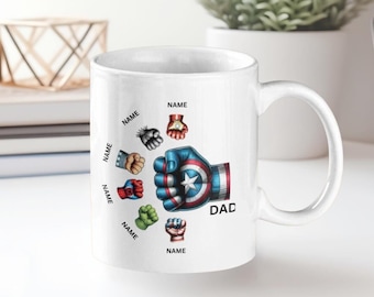 Taza de superhéroe para papá: regalo personalizado para el Día del Padre con un golpe de puño