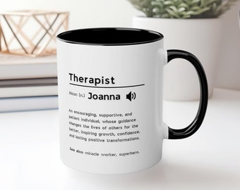 Regalo personalizzato per terapeuta, tazza con la definizione di terapeuta, laurea da studente terapeuta, regalo di ringraziamento, ricordo del collega che lascia