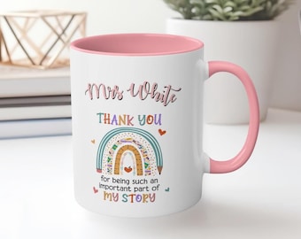 Personalized Teacher Thank You Mug: Colorful Rainbow Design