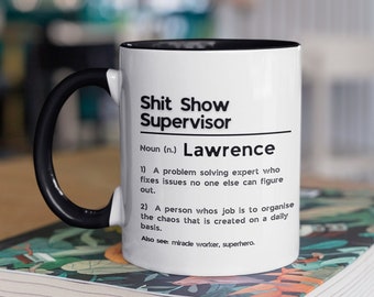 Mug superviseur de spectacle de merde, cadeau personnalisé pour lieu de travail, humour drôle, cadeau patron, cadeau unique pour collègues ou amis au travail, tasse à café, tasse à thé