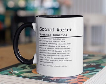 Tazza personalizzata per assistente sociale: tazza da caffè in ceramica bicolore