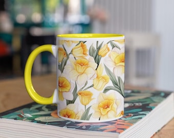 Daffodil Mug: Floral Ceramic Coffee Cup, Springtime Gift