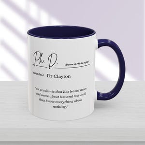 Tazza di laurea personalizzata per dottorato, regalo di dottorato personalizzato, regalo di laurea, regalo per studenti laureati, dottorandi, dottorandi