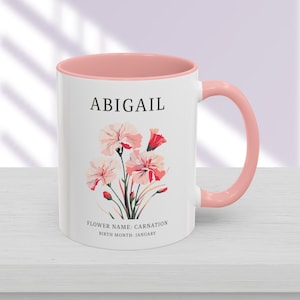 Personalised Birth Flower Mug - Unique Customizable Gifts for Any Occasion Floral Tea Cup