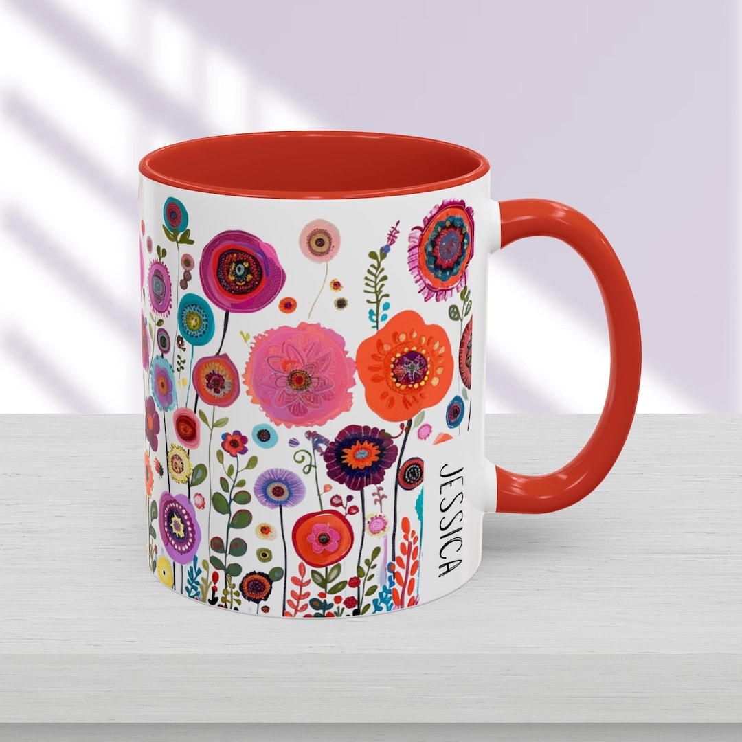 Sentimental Spring Mugs Personalized Floral Mug: Blooming Spring Meadow Design - Etsy