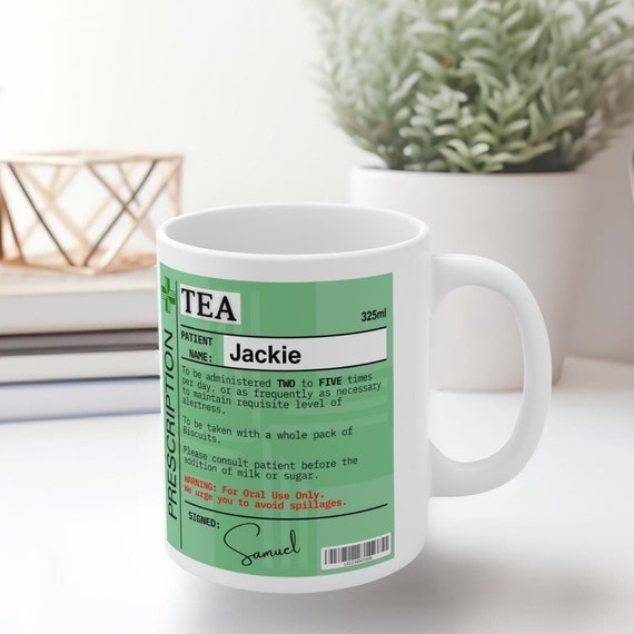 Personalized Prescription Tea Mug - Custom Name Novelty Coffee Cup For Medical Professionals
