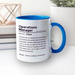Mug personnalisé Operations Manager : cadeau de bureau personnalisé