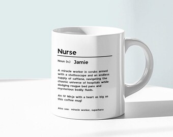 Funny Nurse Definition Coffee Mug: RN Gift, Hospital Humor