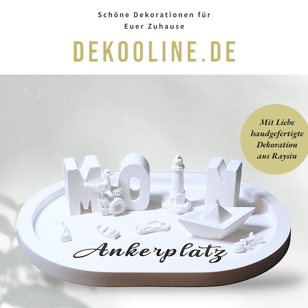 Moin-Schriftzug, Ankerplatz, maritime Dekoration aus Raysin