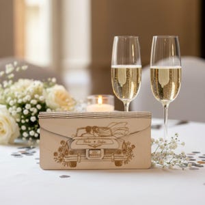 Holz Umschlag für Geld • Hochzeit Geschenk • Personalisierte Gravur • Holzgeldkarte • Geldgeschenk Hochzeit