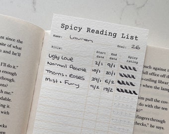 Do druku Spicy Bookmark Reading Log Tracker z ocenami Spicy Books - Pobierz cyfrowo