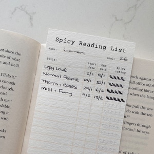 Printable Spicy Bookmark Reading Log Tracker with Spicy Books Rating - Digital download