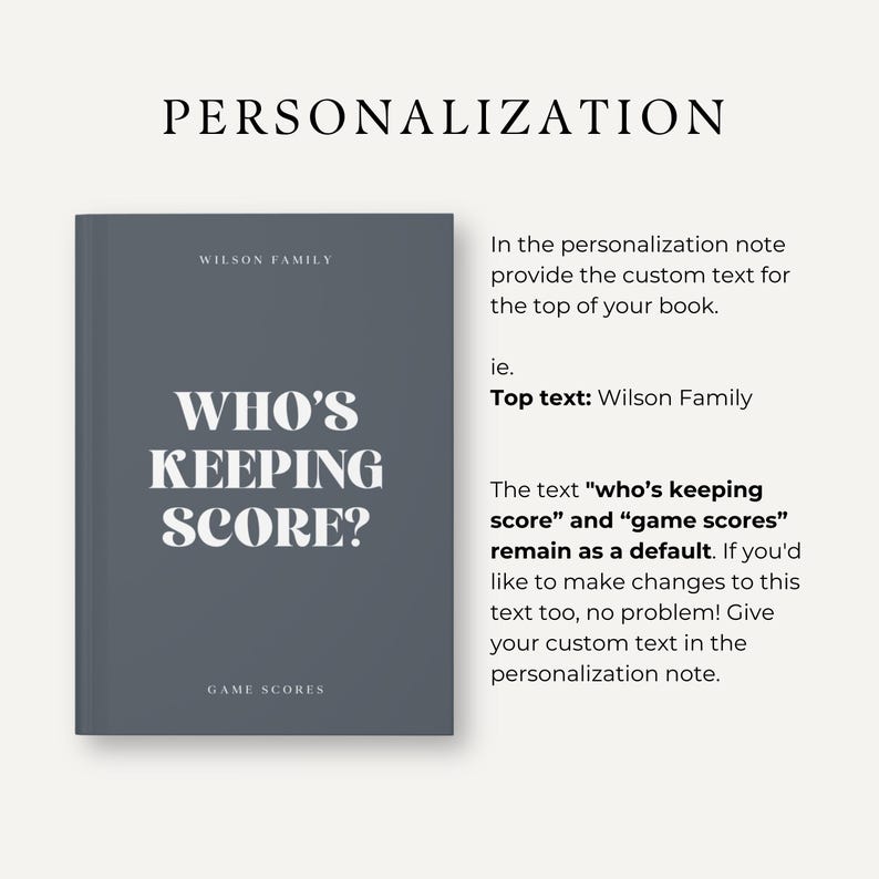 Custom Game Night Score Book, Game Lover Housewarming Gift Personalized Board Game Gift, Family Game Night Scorekeeping, Couples Game Scores image 3