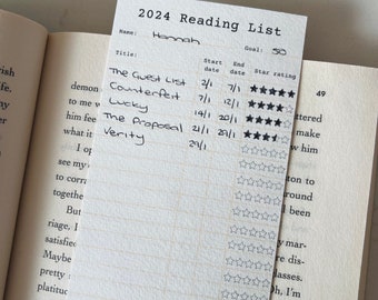 Printable 2024 Library Card Bookmark Reading Log Tracker - Digital download