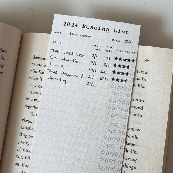 Printable 2024 Library Card Bookmark Reading Log Tracker - Digital download
