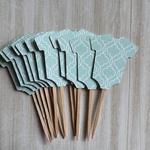 Mint Baby Body Cupcake Toppers: Gender Reveal Shower Decor