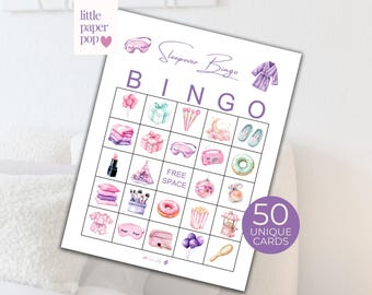 Printable Sleepover Bingo Game Spa Party Bingo Slumber Party Activity Girl Birthday Party Game Pink Pyjama Party Printable