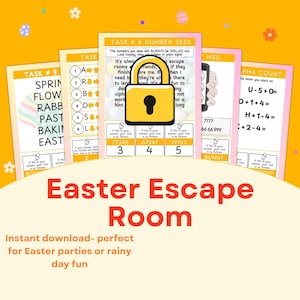 Easter Escape Room Game Children Spring Puzzles Age 7-12 Kids Escape Room Kit Printable Family Activity Games Spring Party Games Download