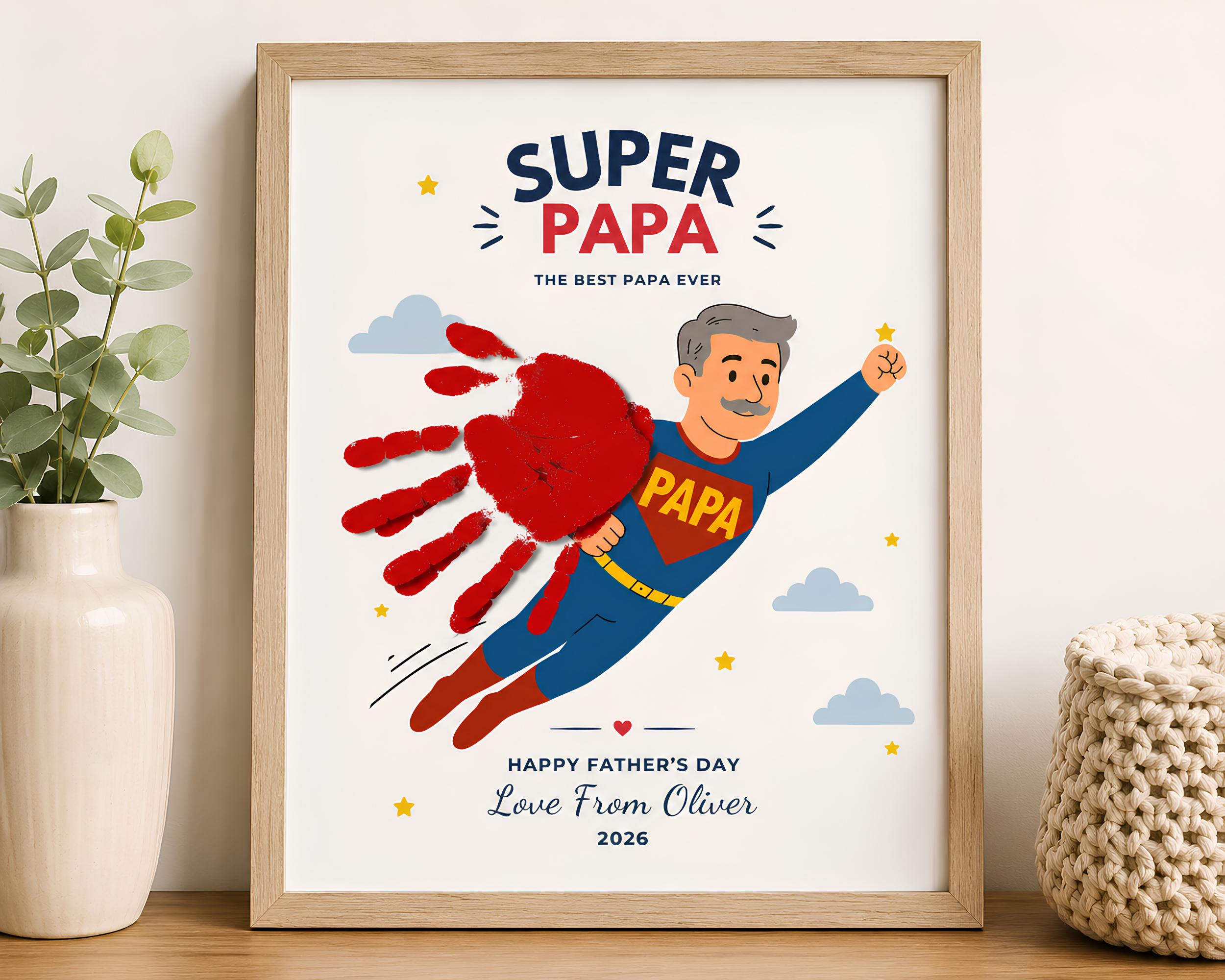 Super Papa Handprint Craft Printable Father's Day Handprint Art Papa…