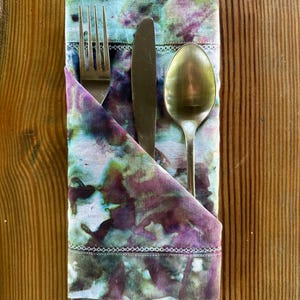 Set of two hand-dyed linen/cotton cloth table napkins