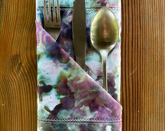 Set of two hand-dyed linen/cotton cloth table napkins
